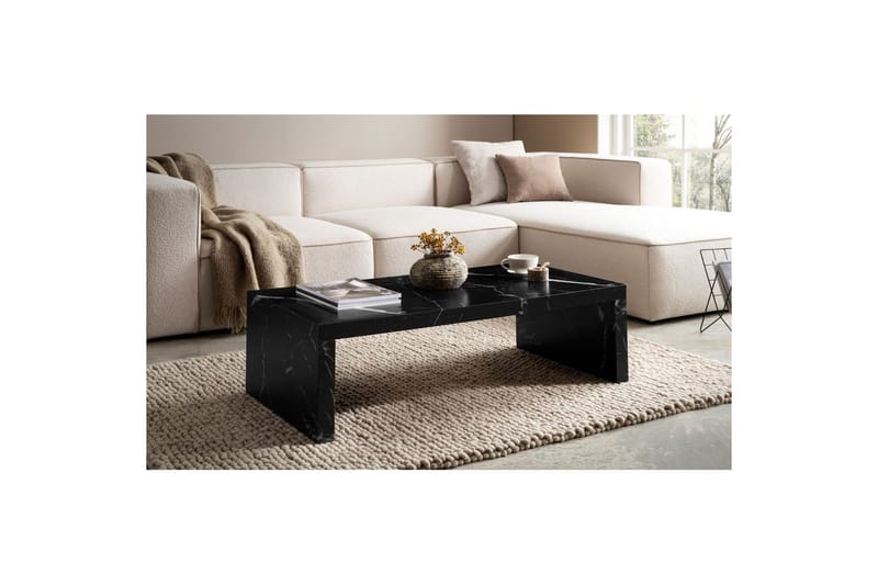 Soffbord Wohnling rektangulär 110 cm, stenoptik, modern look Marmor Svart - Marmor Svart - Möbler - Vardagsrum - Soffbord & vardagsrumsbord - Soffbord