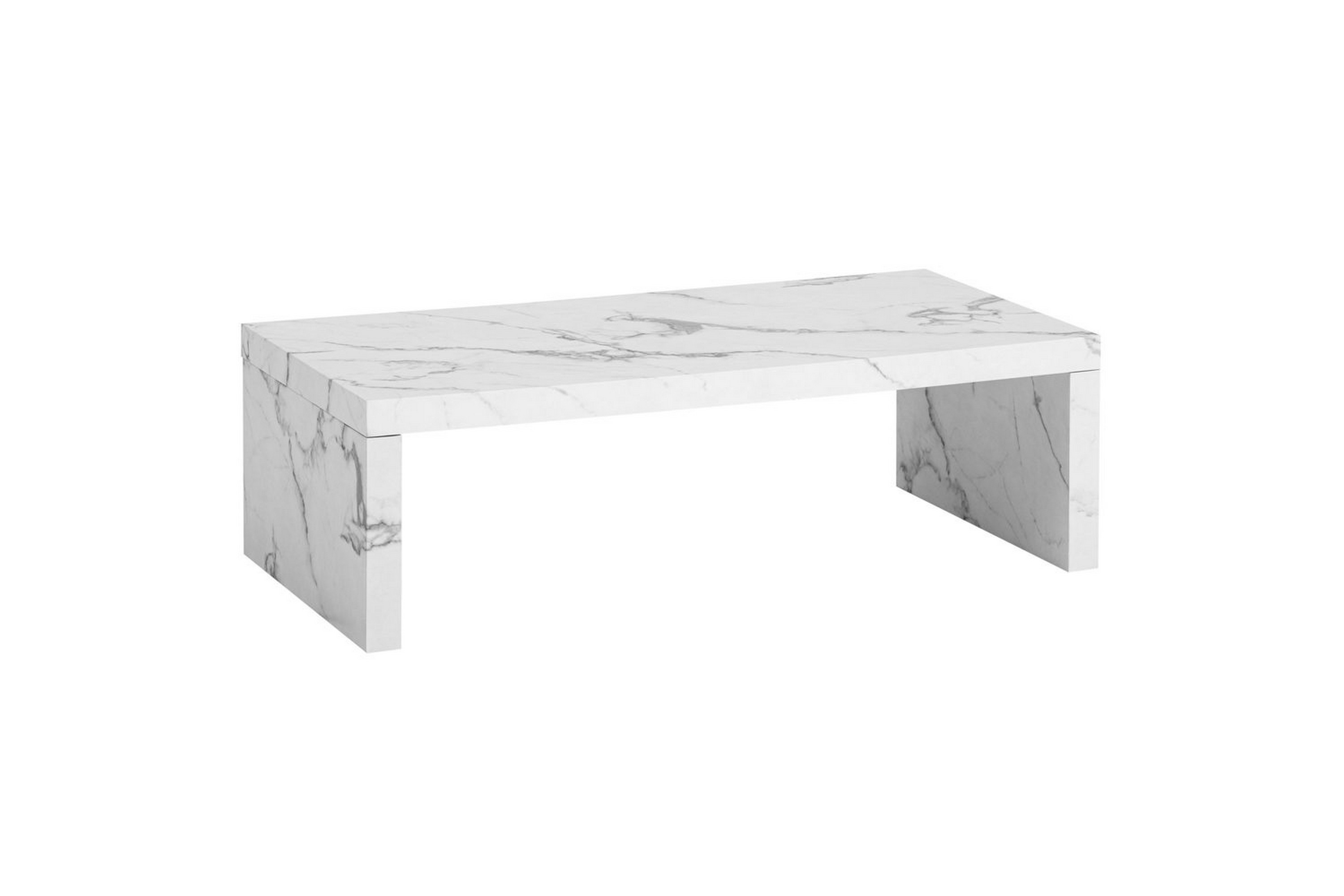soffbord wohnling rektangulär 110 cm, stenoptik, modern look marmor vit - marmor vit