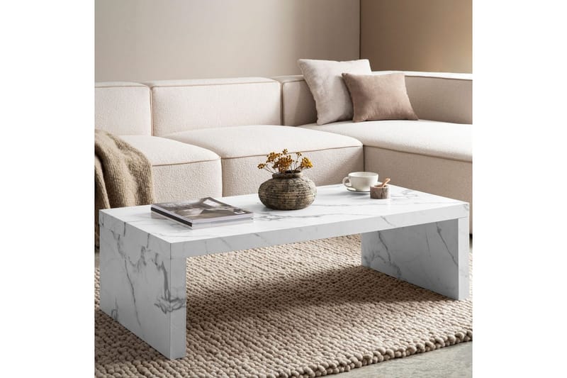 Soffbord Wohnling rektangulär 110 cm, stenoptik, modern look Marmor Vit - Marmor Vit - Möbler - Vardagsrum - Soffbord & vardagsrumsbord - Soffbord