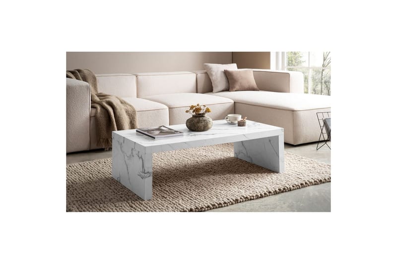 Soffbord Wohnling rektangulär 110 cm, stenoptik, modern look Marmor Vit - Marmor Vit - Möbler - Vardagsrum - Soffbord & vardagsrumsbord - Soffbord