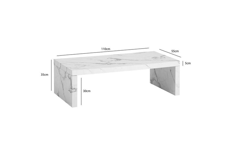 Soffbord Wohnling rektangulär 110 cm, stenoptik, modern look Marmor Vit - Marmor Vit - Möbler - Vardagsrum - Soffbord & vardagsrumsbord - Soffbord