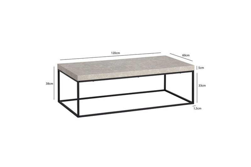 Soffbord Wohnling rektangulär 120 cm, stenoptik, modern look Beige - Beige - Möbler - Vardagsrum - Soffbord & vardagsrumsbord - Soffbord