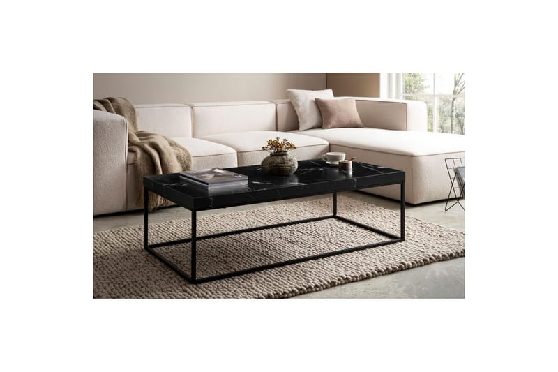 Soffbord Wohnling rektangulär 120 cm, stenoptik, modern look Marmor Svart - Marmor Svart - Möbler - Vardagsrum - Soffbord & vardagsrumsbord - Soffbord