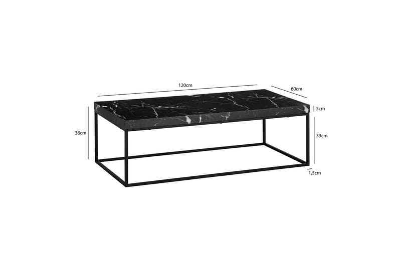 Soffbord Wohnling rektangulär 120 cm, stenoptik, modern look Marmor Svart - Marmor Svart - Möbler - Vardagsrum - Soffbord & vardagsrumsbord - Soffbord