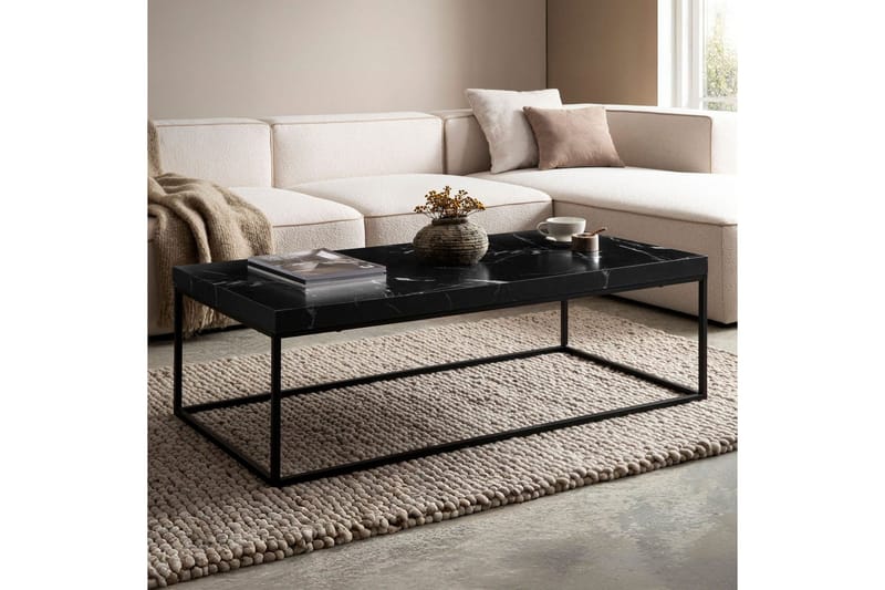 Soffbord Wohnling rektangulär 120 cm, stenoptik, modern look Marmor Svart - Marmor Svart - Möbler - Vardagsrum - Soffbord & vardagsrumsbord - Marmorbord