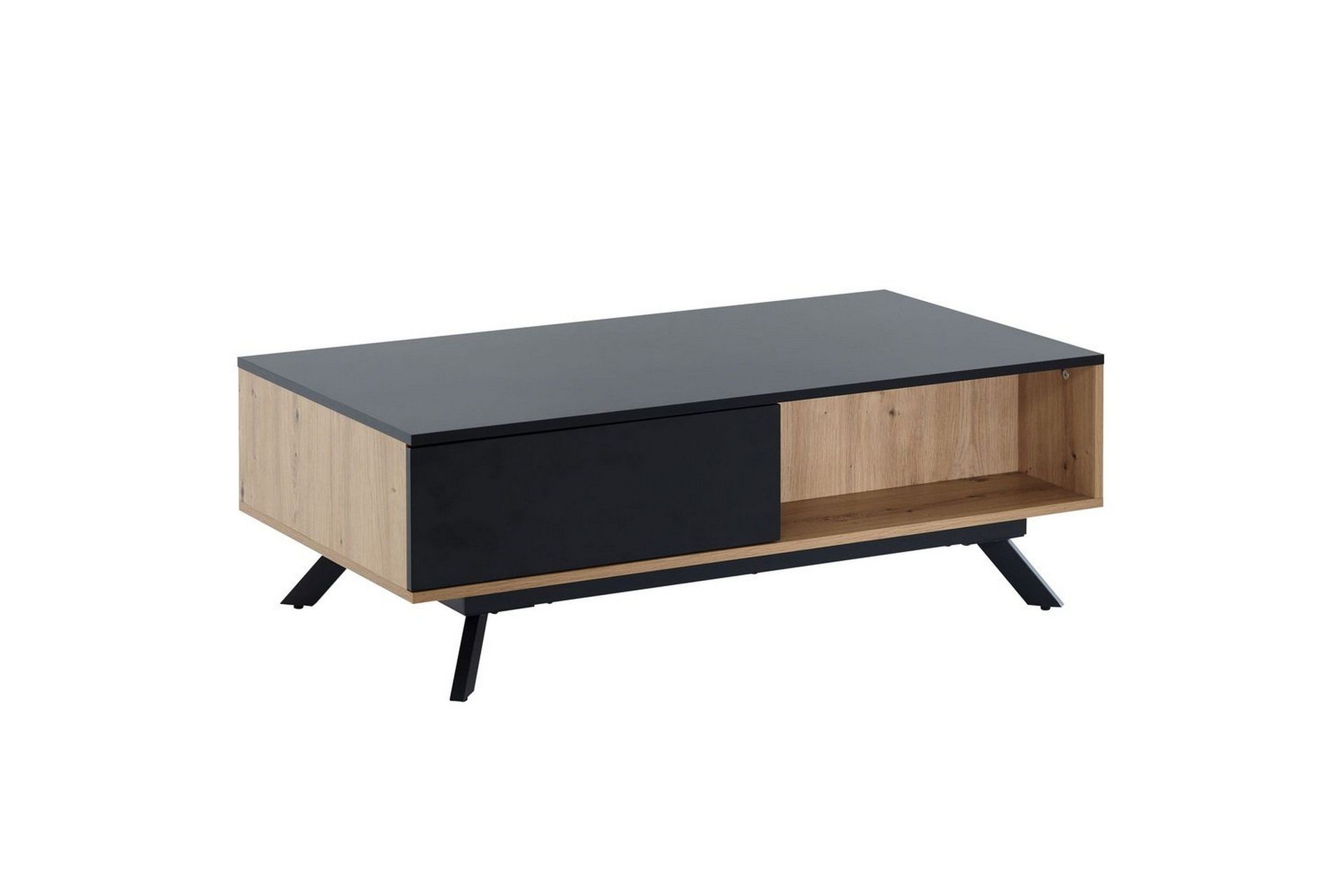 soffbord wohnling rektangulär mdf ek-look med stor lådbricka modern look -