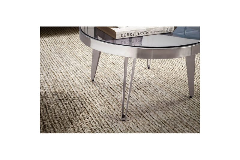 Soffbord Wohnling Rund 60 cm Säkerhetsglas Matt Silver 4-bens metallram Modern - Möbler - Vardagsrum - Soffbord & vardagsrumsbord - Soffbord