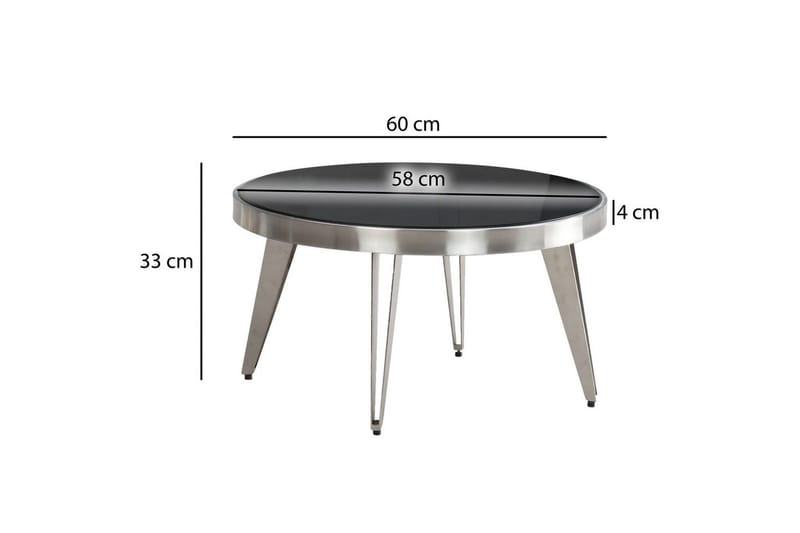 Soffbord Wohnling Rund 60 cm Säkerhetsglas Matt Silver 4-bens metallram Modern - Möbler - Vardagsrum - Soffbord & vardagsrumsbord - Soffbord