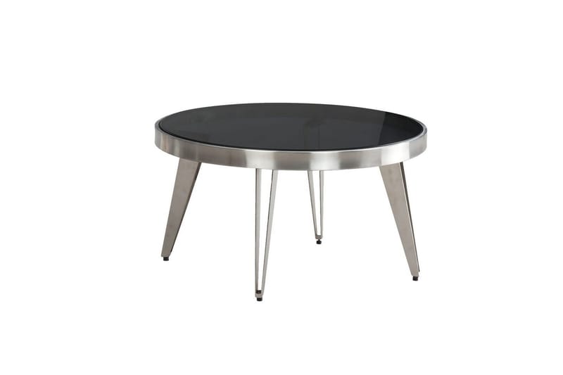 Soffbord Wohnling Rund 60 cm Säkerhetsglas Matt Silver 4-bens metallram Modern - Möbler - Vardagsrum - Soffbord & vardagsrumsbord - Soffbord