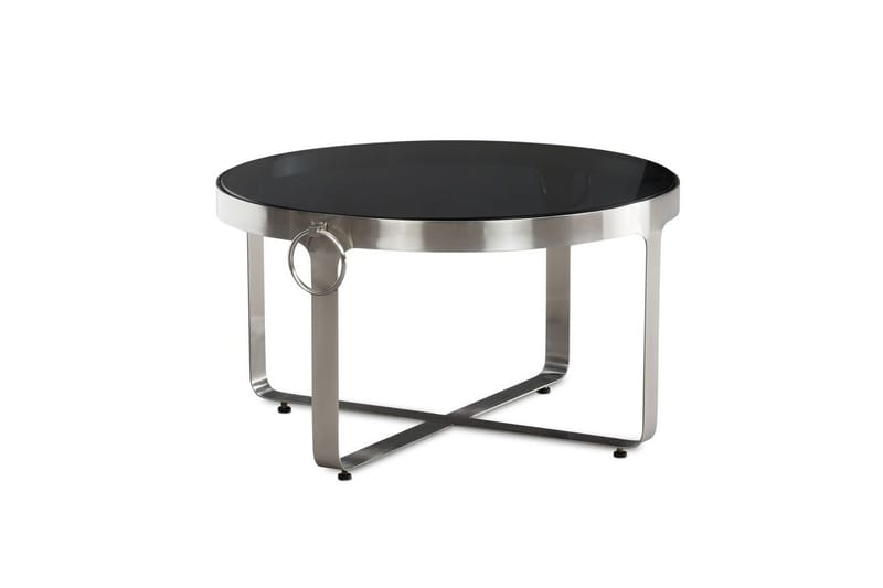 Soffbord Wohnling Rund 60 cm Säkerhetsglas Matt silver metallram Modern - Möbler - Vardagsrum - Soffbord & vardagsrumsbord - Soffbord