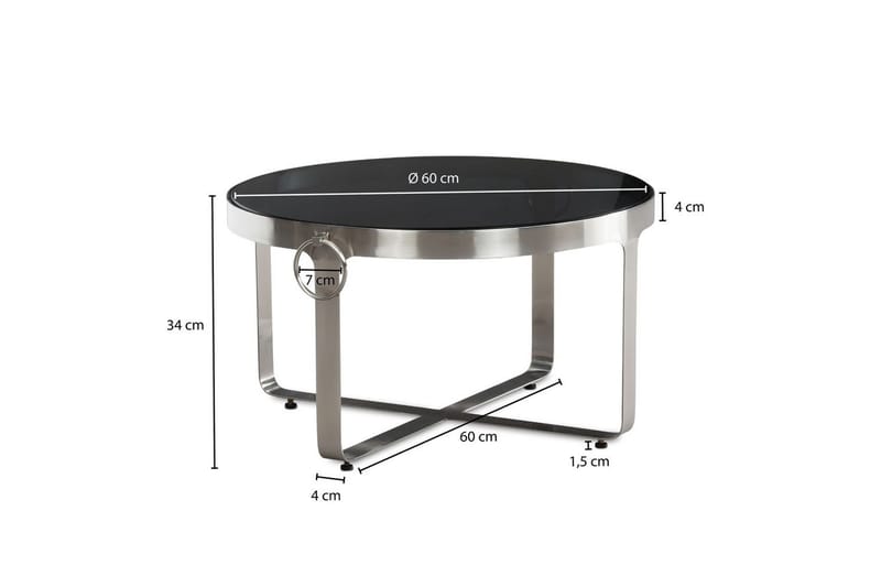 Soffbord Wohnling Rund 60 cm Säkerhetsglas Matt silver metallram Modern - Möbler - Vardagsrum - Soffbord & vardagsrumsbord - Soffbord