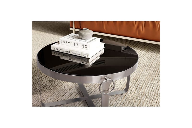 Soffbord Wohnling Rund 60 cm Säkerhetsglas Matt silver metallram Modern - Möbler - Vardagsrum - Soffbord & vardagsrumsbord - Soffbord