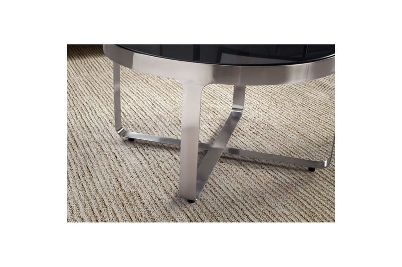 Soffbord Wohnling Rund 60 cm Säkerhetsglas Matt silver metallram Modern - Möbler - Vardagsrum - Soffbord & vardagsrumsbord - Soffbord