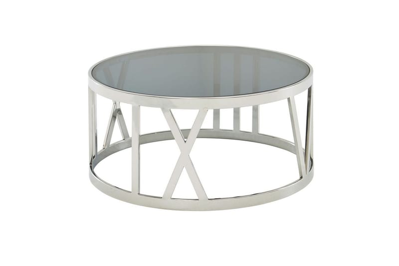 Soffbord Wohnling Rund 60 cm Säkerhetsglas Romerska siffror Krom Modern - Möbler - Vardagsrum - Soffbord & vardagsrumsbord - Soffbord