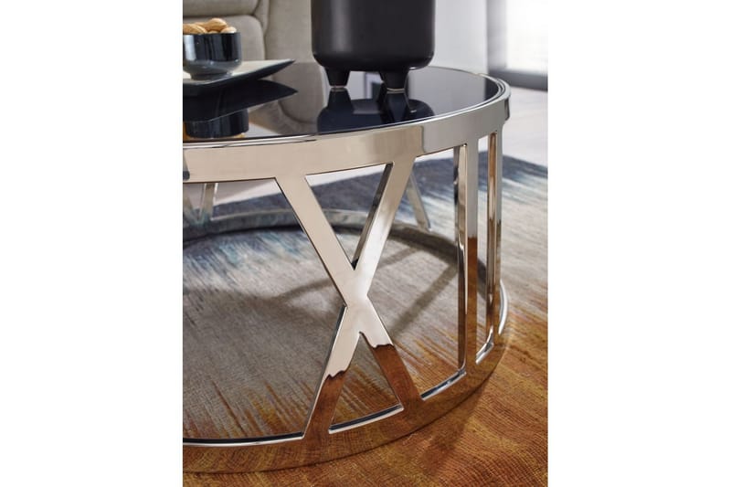 Soffbord Wohnling Rund 60 cm Säkerhetsglas Romerska siffror Krom Modern - Möbler - Vardagsrum - Soffbord & vardagsrumsbord - Soffbord