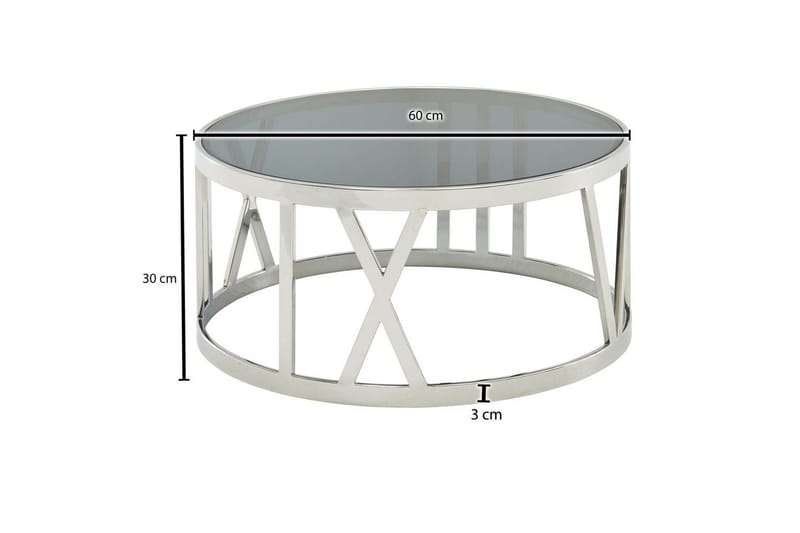 Soffbord Wohnling Rund 60 cm Säkerhetsglas Romerska siffror Krom Modern - Möbler - Vardagsrum - Soffbord & vardagsrumsbord - Soffbord