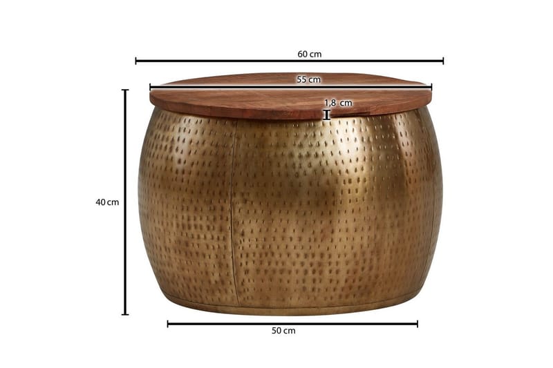 Soffbord Wohnling Rund diameter 60 cm förvaringsutrymme massivt bordsytor lantlig stil - Möbler - Vardagsrum - Soffbord & vardagsrumsbord - Soffbord