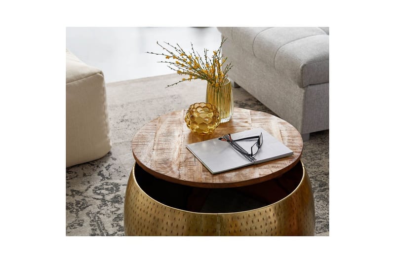 Soffbord Wohnling Rund diameter 60 cm förvaringsutrymme massivt bordsytor lantlig stil - Möbler - Vardagsrum - Soffbord & vardagsrumsbord - Soffbord