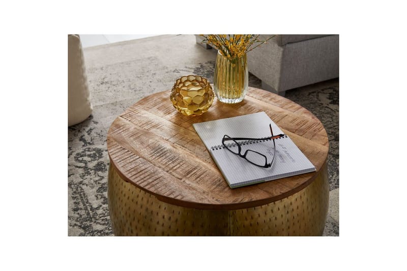 Soffbord Wohnling Rund diameter 60 cm förvaringsutrymme massivt bordsytor lantlig stil - Möbler - Vardagsrum - Soffbord & vardagsrumsbord - Soffbord