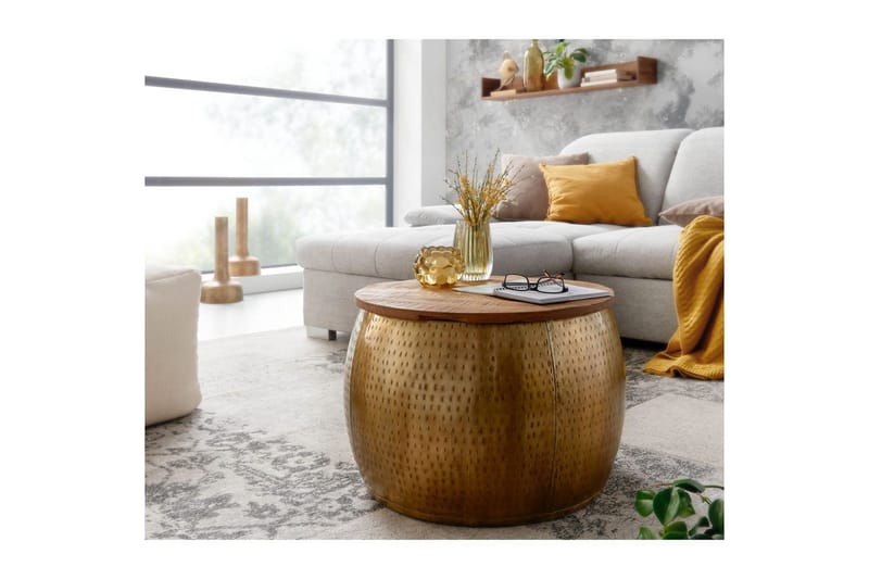 Soffbord Wohnling Rund diameter 60 cm förvaringsutrymme massivt bordsytor lantlig stil - Möbler - Vardagsrum - Soffbord & vardagsrumsbord - Soffbord