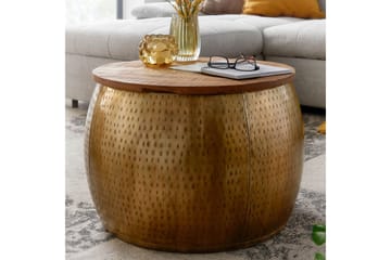 Soffbord Wohnling Rund diameter 60 cm förvaringsutrymme massivt bordsytor lantlig stil - Möbler - Vardagsrum - Soffbord & vardagsrumsbord - Soffbord