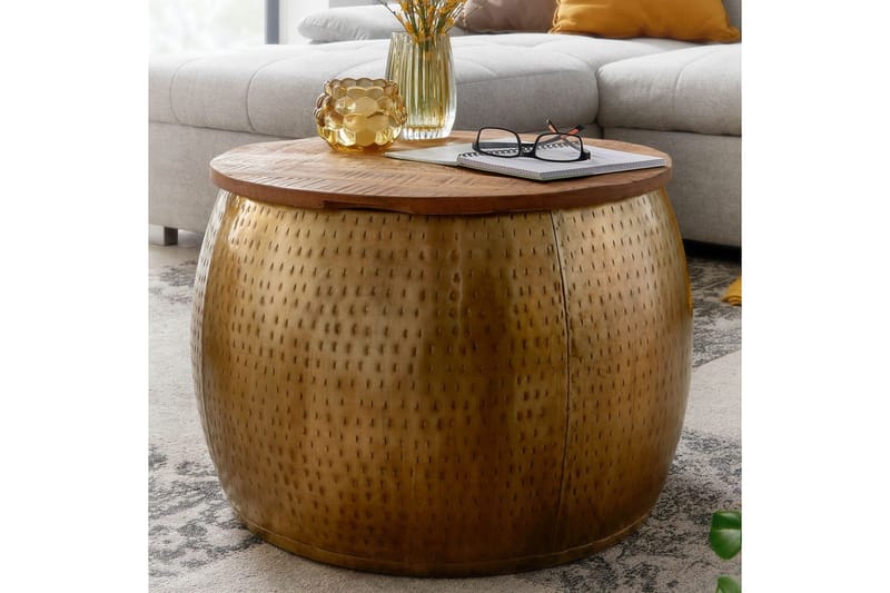 Soffbord Wohnling Rund diameter 60 cm förvaringsutrymme massivt bordsytor lantlig stil - Möbler - Vardagsrum - Soffbord & vardagsrumsbord - Soffbord