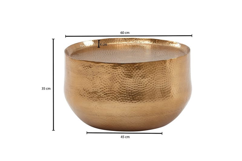 Soffbord Wohnling rund metall 60 cm hamrat utseende, orientalisk stil Guld - Guld - Möbler - Vardagsrum - Soffbord & vardagsrumsbord - Soffbord