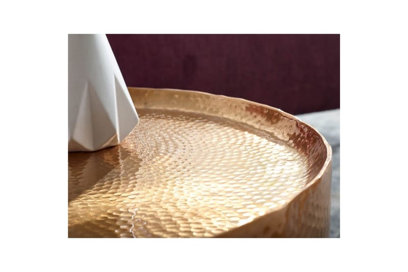Soffbord Wohnling rund metall 60 cm hamrat utseende, orientalisk stil Guld - Guld - Möbler - Vardagsrum - Soffbord & vardagsrumsbord - Soffbord