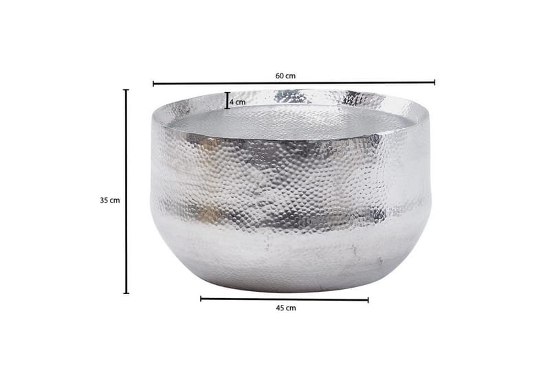 Soffbord Wohnling rund metall 60 cm hamrat utseende, orientalisk stil Silver - Silver - Möbler - Vardagsrum - Soffbord & vardagsrumsbord - Soffbord