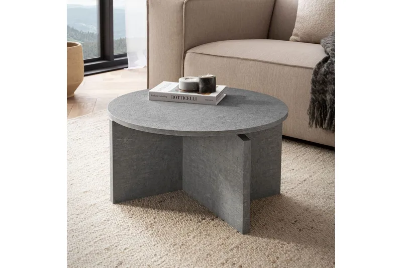 Soffbord Wohnling Rund stensikt stil modern look 60 cm, Grå - 60 cm, Grå - Möbler - Vardagsrum - Soffbord & vardagsrumsbord - Soffbord