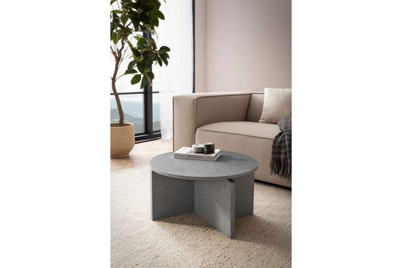 Soffbord Wohnling Rund stensikt stil modern look 60 cm, Grå - 60 cm, Grå - Möbler - Vardagsrum - Soffbord & vardagsrumsbord - Soffbord