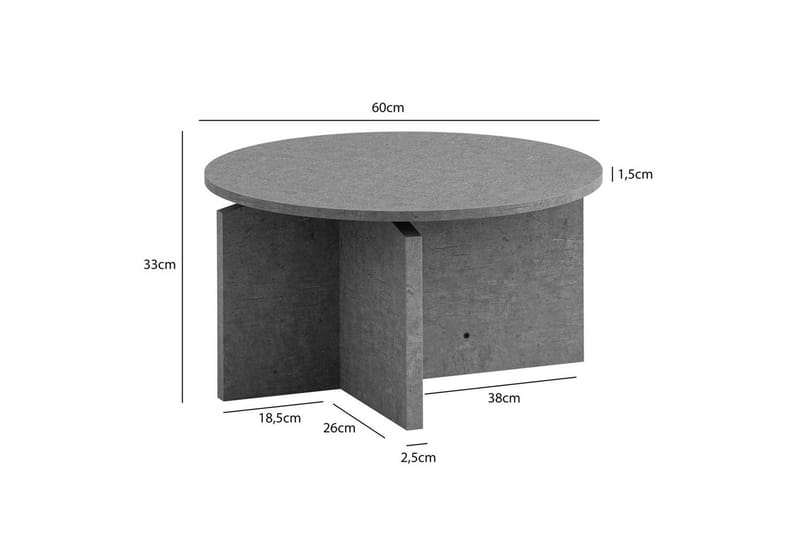 Soffbord Wohnling Rund stensikt stil modern look 60 cm, Grå - 60 cm, Grå - Möbler - Vardagsrum - Soffbord & vardagsrumsbord - Soffbord