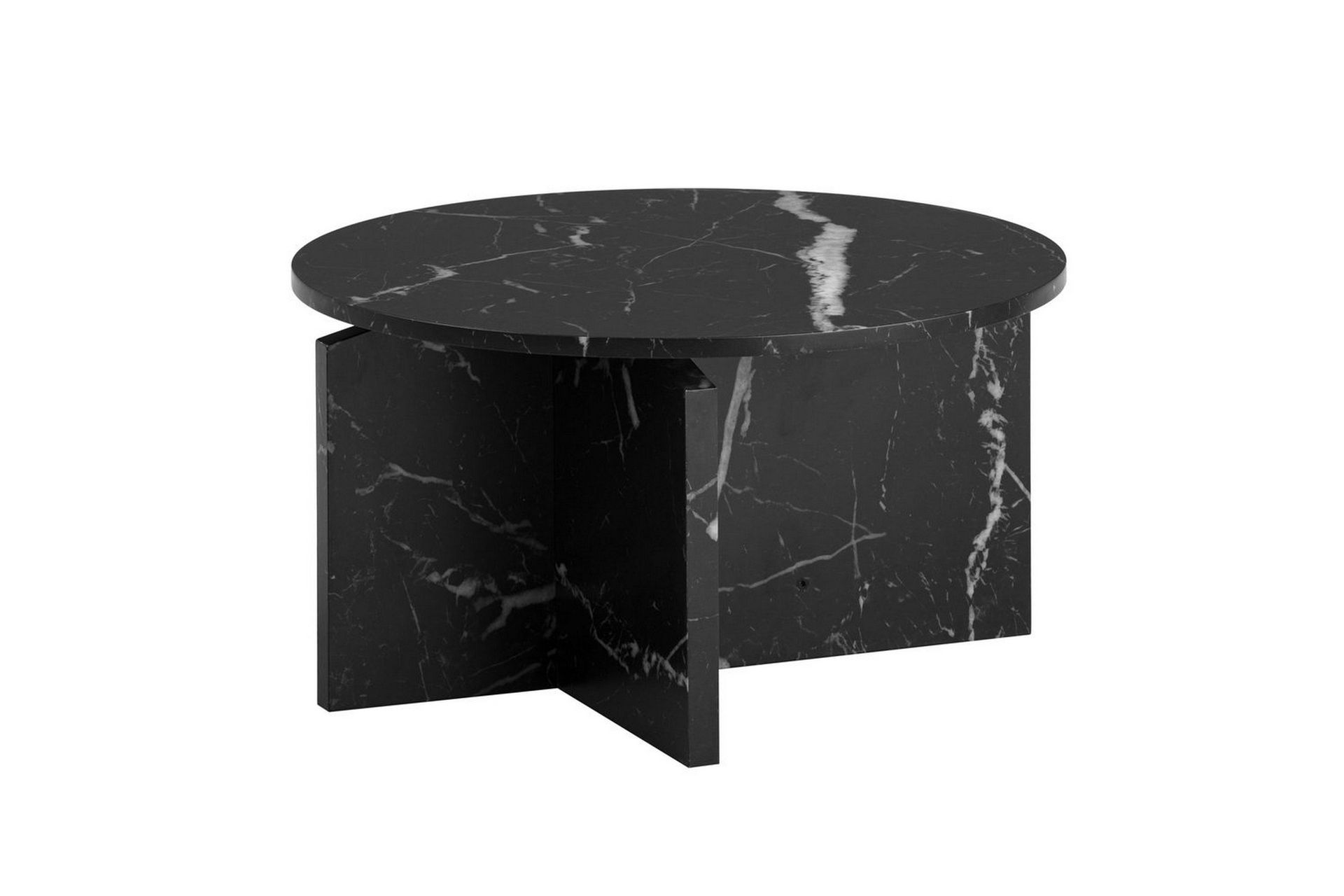 Soffbord Wohnling Rund stensikt stil modern look 60 cm, Marmor Svart - 60 cm, Marmor Svart