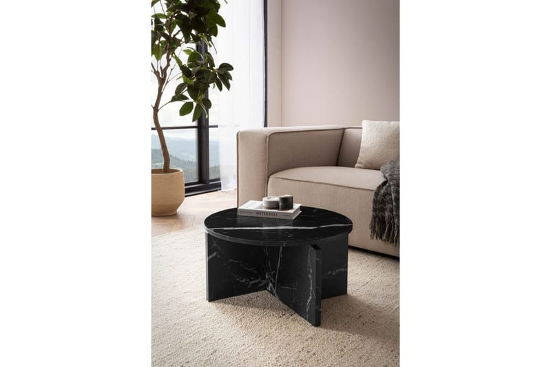 Soffbord Wohnling Rund stensikt stil modern look 60 cm, Marmor Svart - 60 cm, Marmor Svart - Möbler - Vardagsrum - Soffbord & vardagsrumsbord - Soffbord