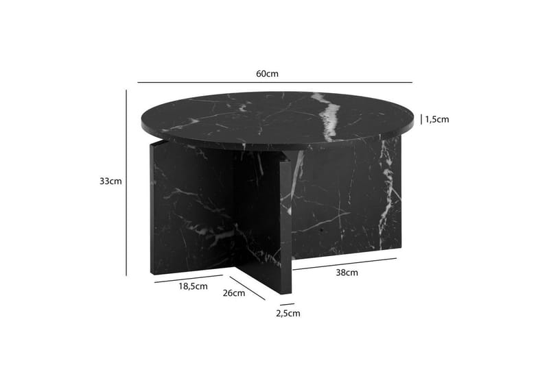 Soffbord Wohnling Rund stensikt stil modern look 60 cm, Marmor Svart - 60 cm, Marmor Svart - Möbler - Vardagsrum - Soffbord & vardagsrumsbord - Soffbord