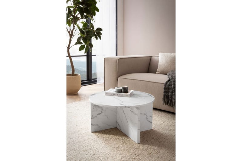 Soffbord Wohnling Rund stensikt stil modern look 60 cm, Marmor Vit - 60 cm, Marmor Vit - Möbler - Vardagsrum - Soffbord & vardagsrumsbord - Soffbord