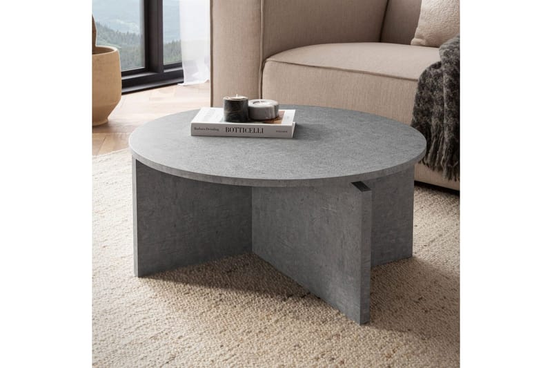 Soffbord Wohnling Rund stensikt stil modern look 70 cm, Grå - 70 cm, Grå - Möbler - Vardagsrum - Soffbord & vardagsrumsbord - Soffbord