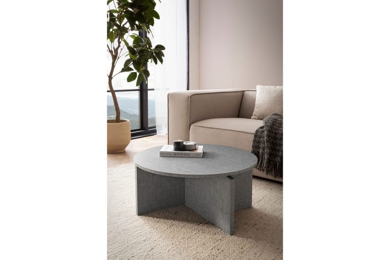 Soffbord Wohnling Rund stensikt stil modern look 70 cm, Grå - 70 cm, Grå - Möbler - Vardagsrum - Soffbord & vardagsrumsbord - Soffbord