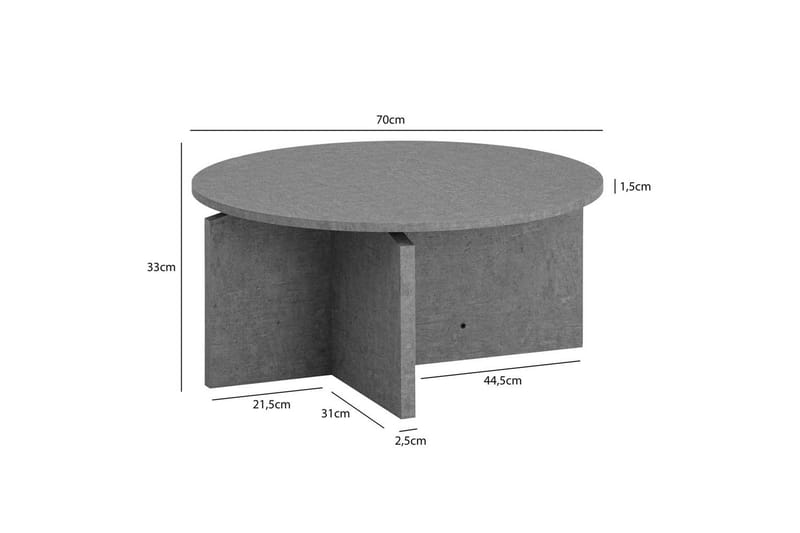 Soffbord Wohnling Rund stensikt stil modern look 70 cm, Grå - 70 cm, Grå - Möbler - Vardagsrum - Soffbord & vardagsrumsbord - Soffbord