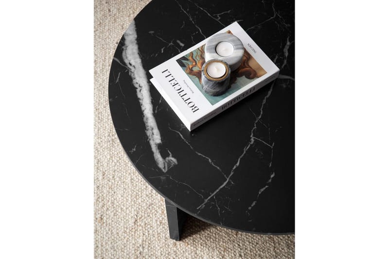 Soffbord Wohnling Rund stensikt stil modern look 70 cm, Marmor Svart - 70 cm, Marmor Svart - Möbler - Vardagsrum - Soffbord & vardagsrumsbord - Marmorbord