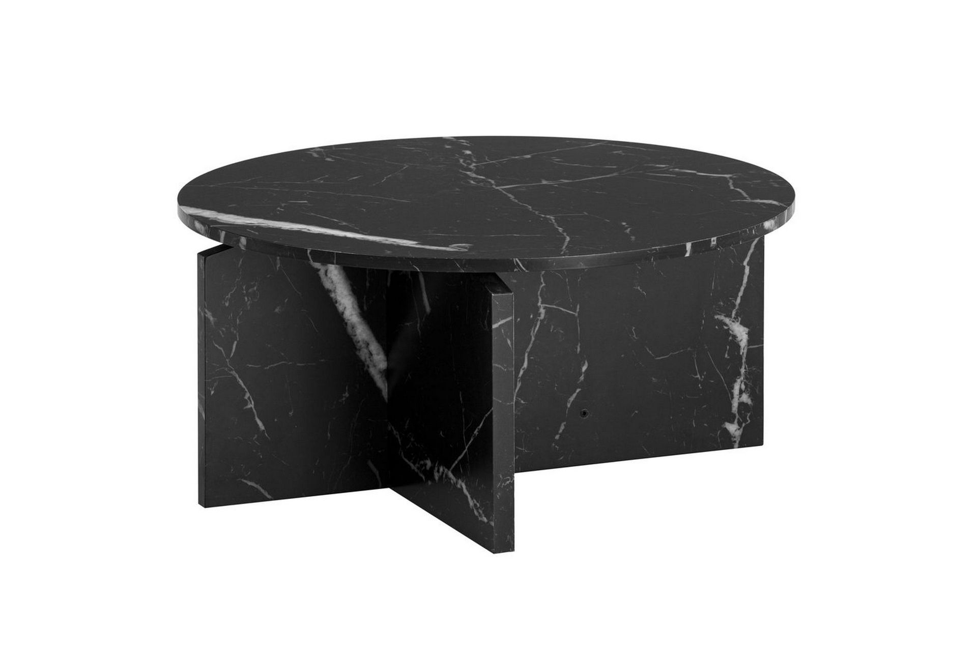 soffbord wohnling rund stensikt stil modern look 70 cm, marmor svart - 70 cm, marmor svart