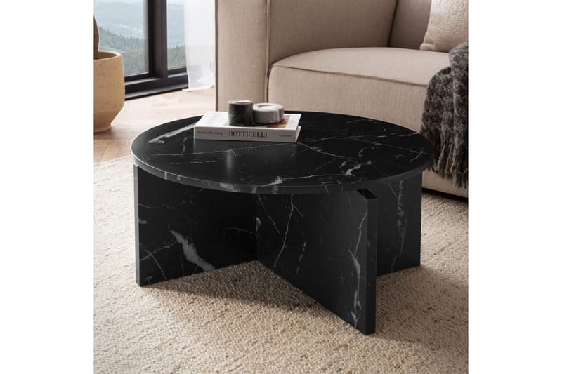 Soffbord Wohnling Rund stensikt stil modern look 70 cm, Marmor Svart - 70 cm, Marmor Svart - Möbler - Vardagsrum - Soffbord & vardagsrumsbord - Soffbord