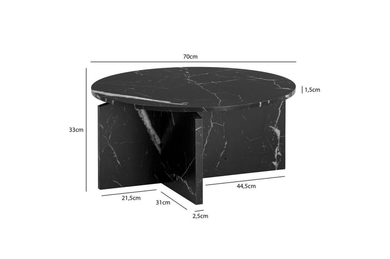 Soffbord Wohnling Rund stensikt stil modern look 70 cm, Marmor Svart - 70 cm, Marmor Svart - Möbler - Vardagsrum - Soffbord & vardagsrumsbord - Marmorbord