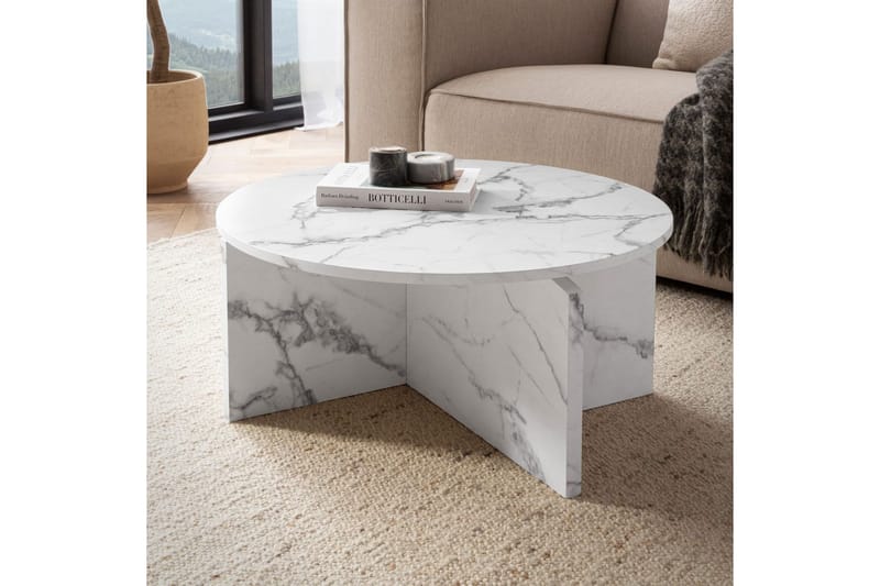 Soffbord Wohnling Rund stensikt stil modern look 70 cm, Marmor Vit - 70 cm, Marmor Vit - Möbler - Vardagsrum - Soffbord & vardagsrumsbord - Soffbord