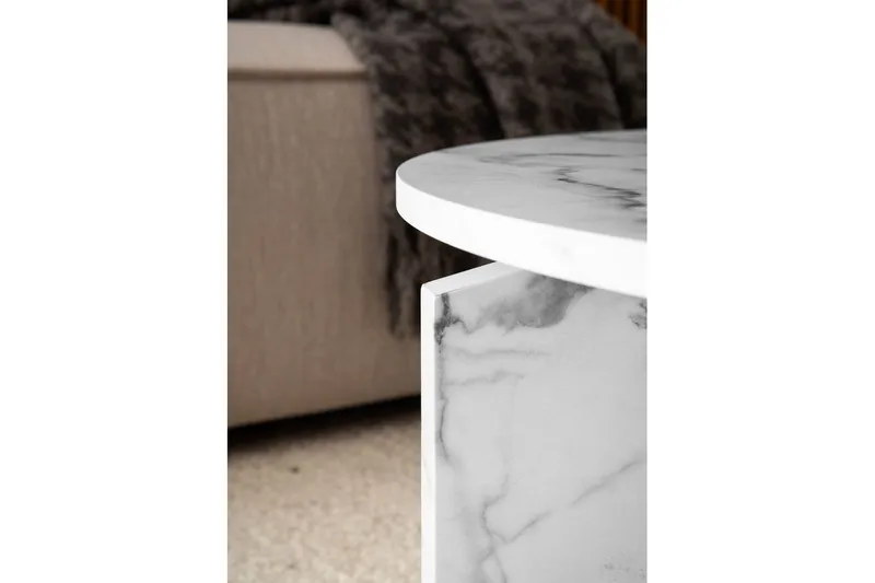 Soffbord Wohnling Rund stensikt stil modern look 70 cm, Marmor Vit - 70 cm, Marmor Vit - Möbler - Vardagsrum - Soffbord & vardagsrumsbord - Marmorbord