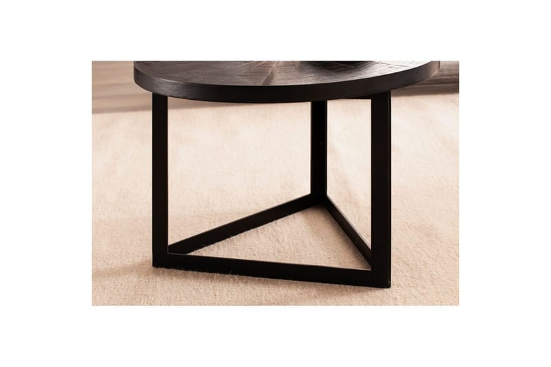 Soffbord Wohnling Runt massivt trä med stenfinish modern metallram - Möbler - Vardagsrum - Soffbord & vardagsrumsbord - Soffbord