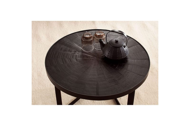 Soffbord Wohnling Runt massivt trä med stenfinish modern metallram - Möbler - Vardagsrum - Soffbord & vardagsrumsbord - Soffbord