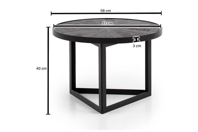 Soffbord Wohnling Runt massivt trä med stenfinish modern metallram - Möbler - Vardagsrum - Soffbord & vardagsrumsbord - Soffbord