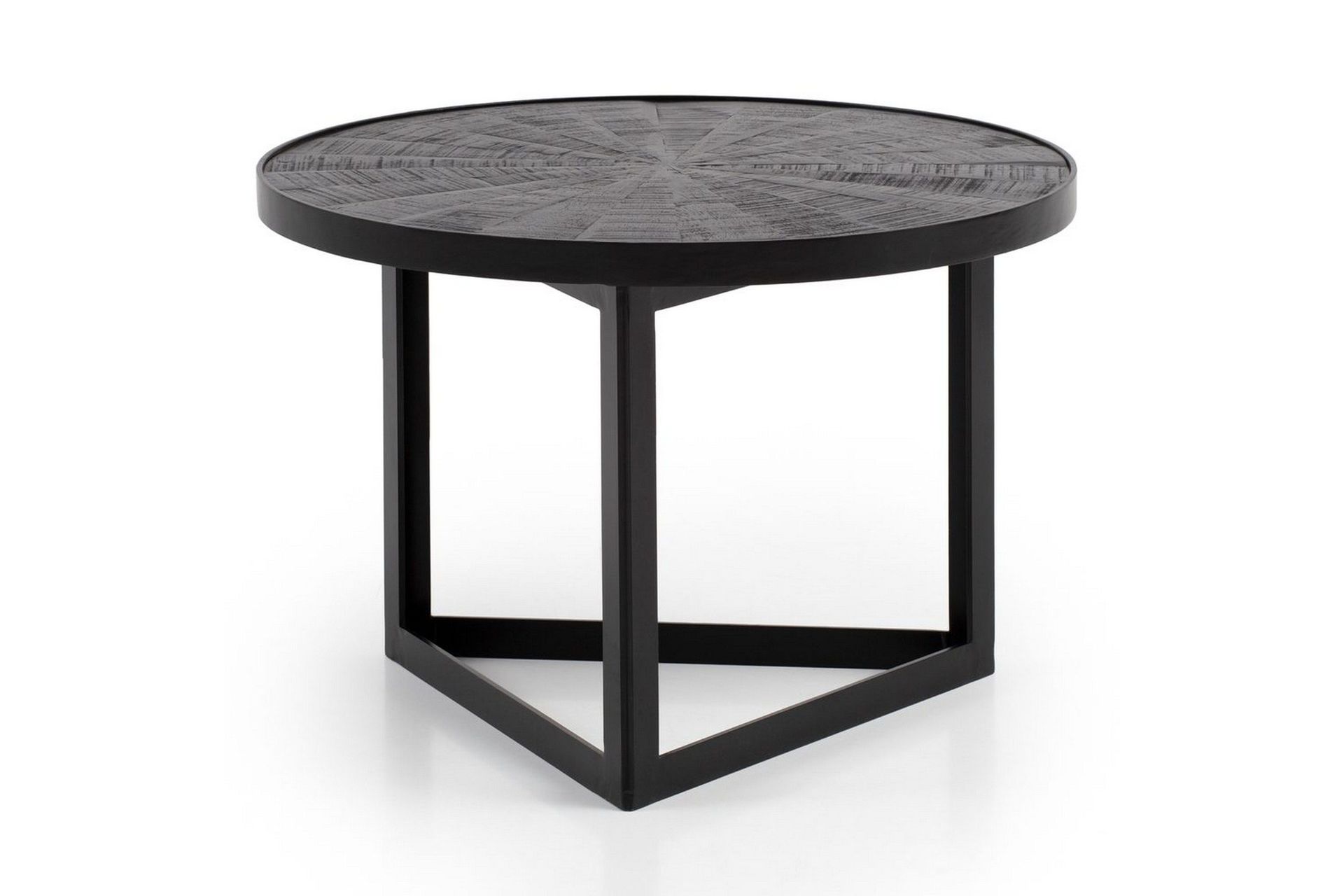 soffbord wohnling runt massivt trä med stenfinish modern metallram -