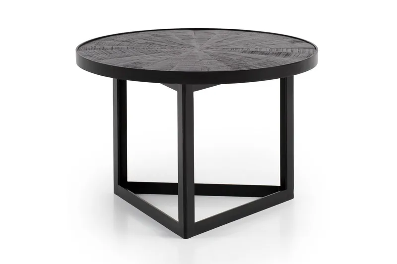 Soffbord Wohnling Runt massivt trä med stenfinish modern metallram